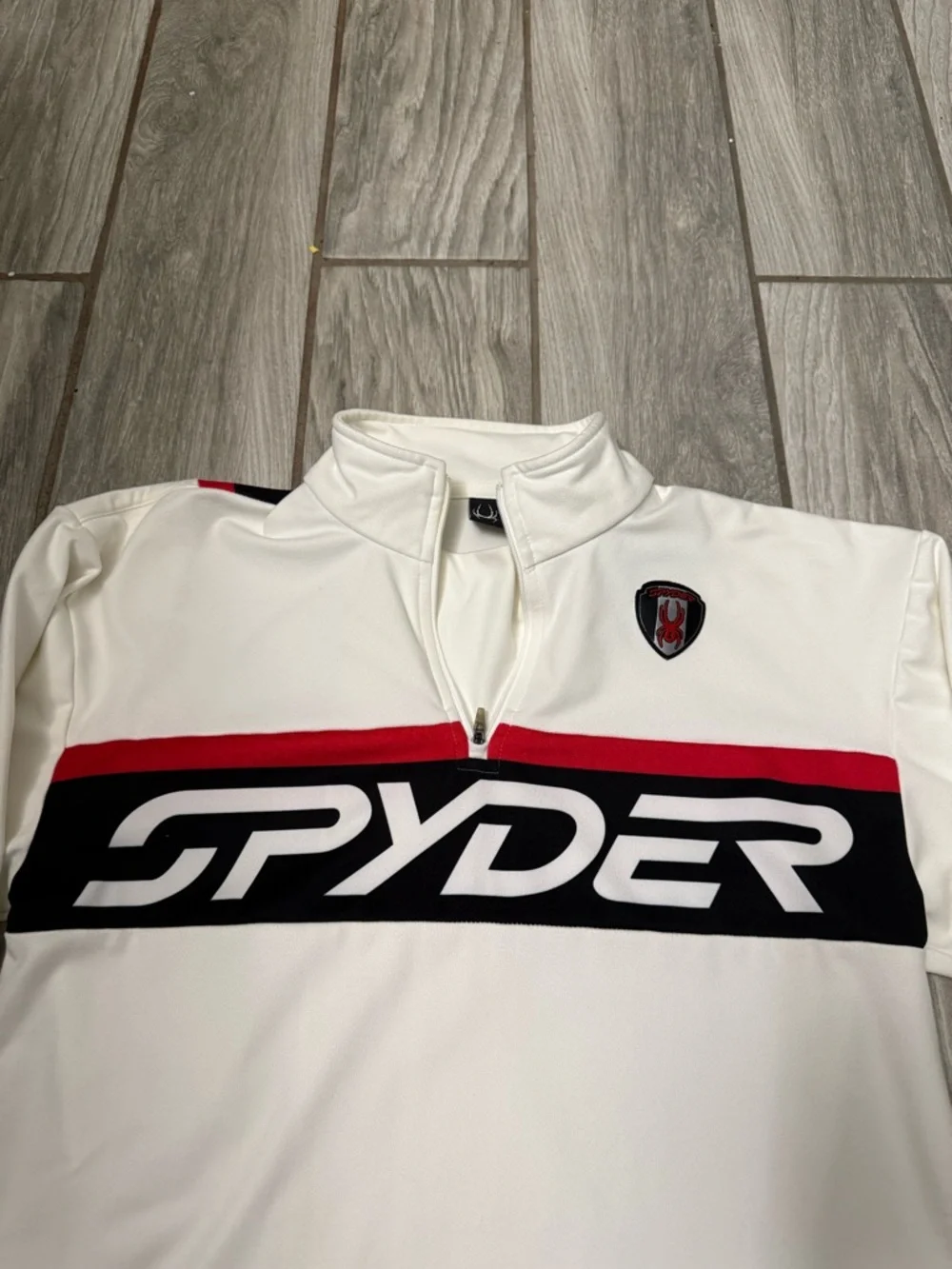 Spyder Men’s White/Black/Red Half-Zip Pullover Performance Top Size Small - Picture 2 of 10